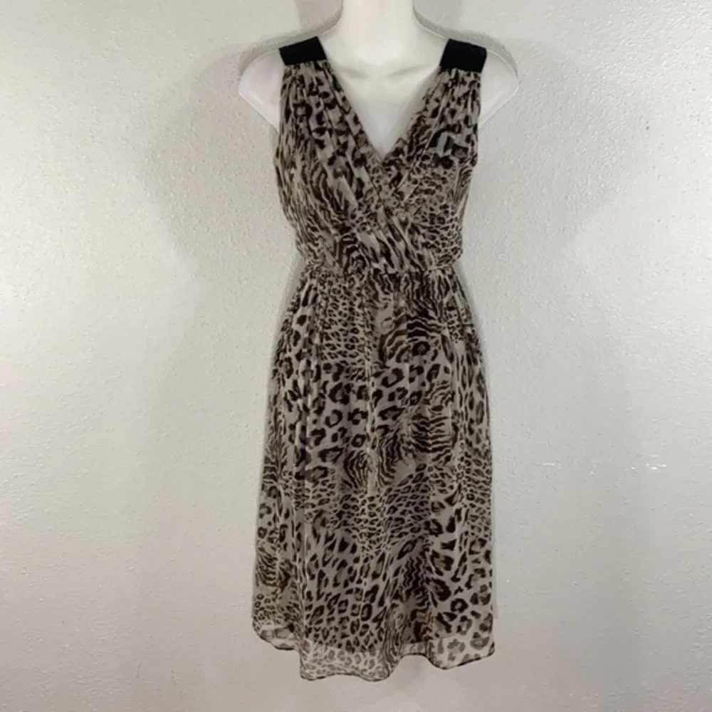 Robert Rodriguez leopard pleat cinched waist dress